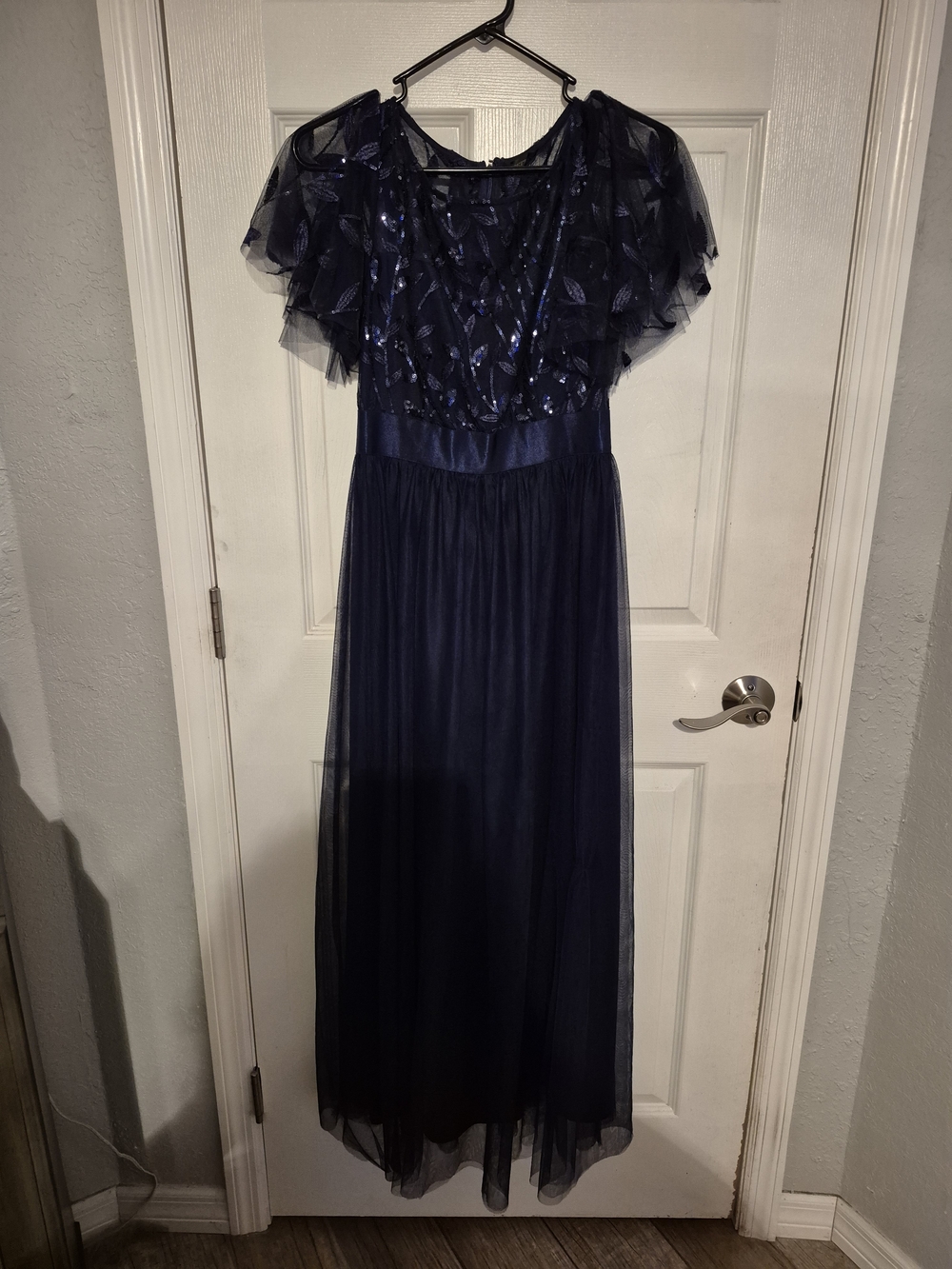 Girls Navy Blue Overlay Party Dress